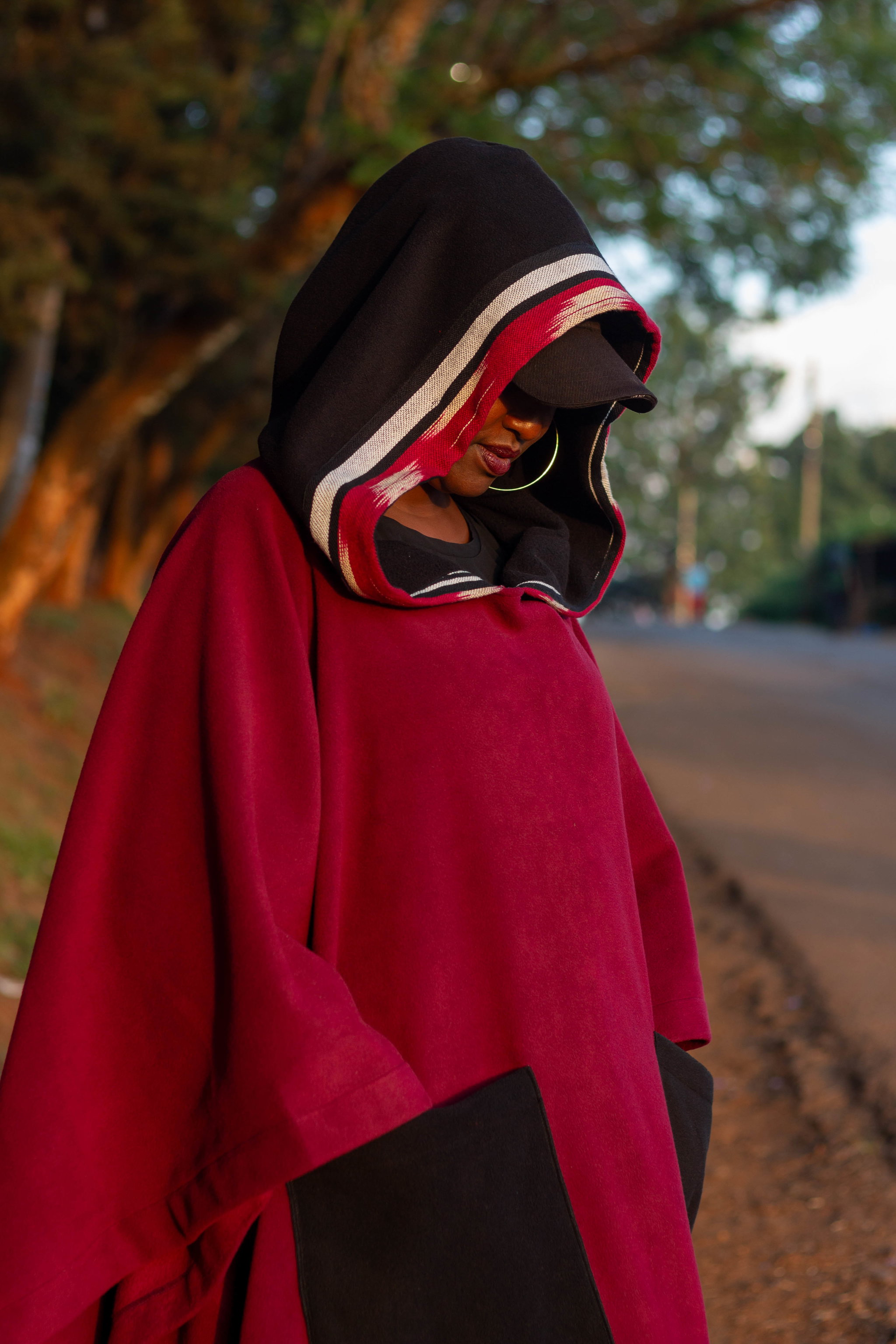 The Safari Poncho - Maroon _2