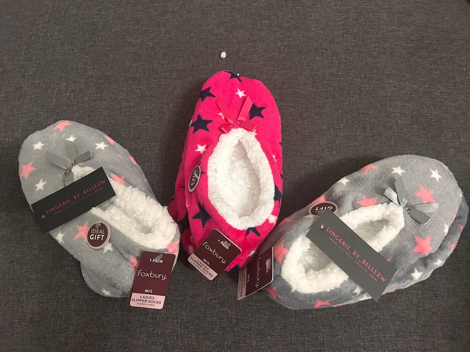 Sherpa lined slipper socks  with grip_2