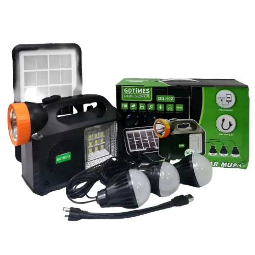 Solar Lighting Kit With 3 LED Bulbs, Radio, Torch & USB Charging_1