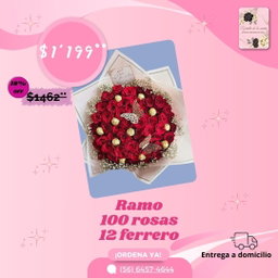 RAMO 100 ROSAS CON FERRERO