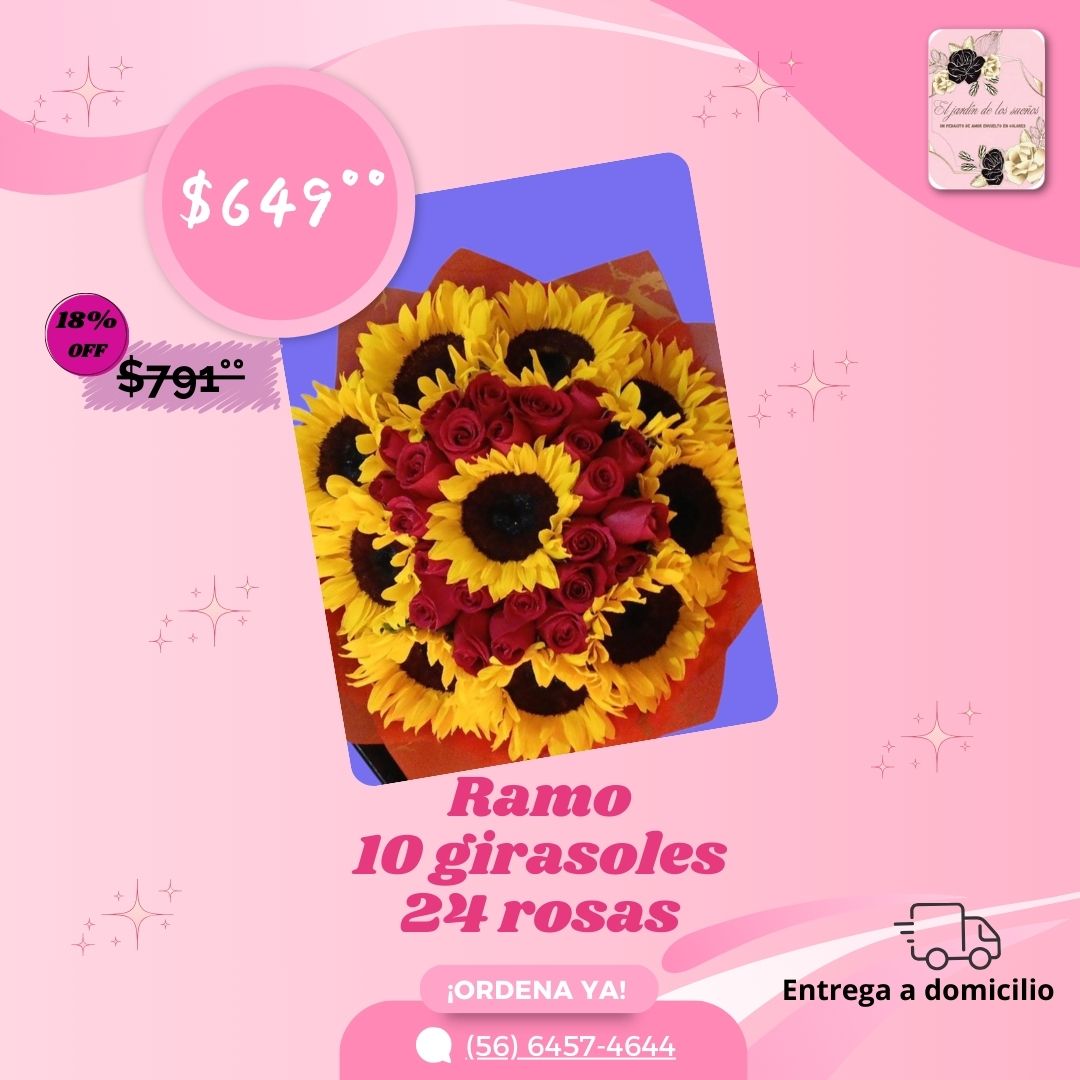 RAMO 10 GIRASOLES, 24 ROSAS_0