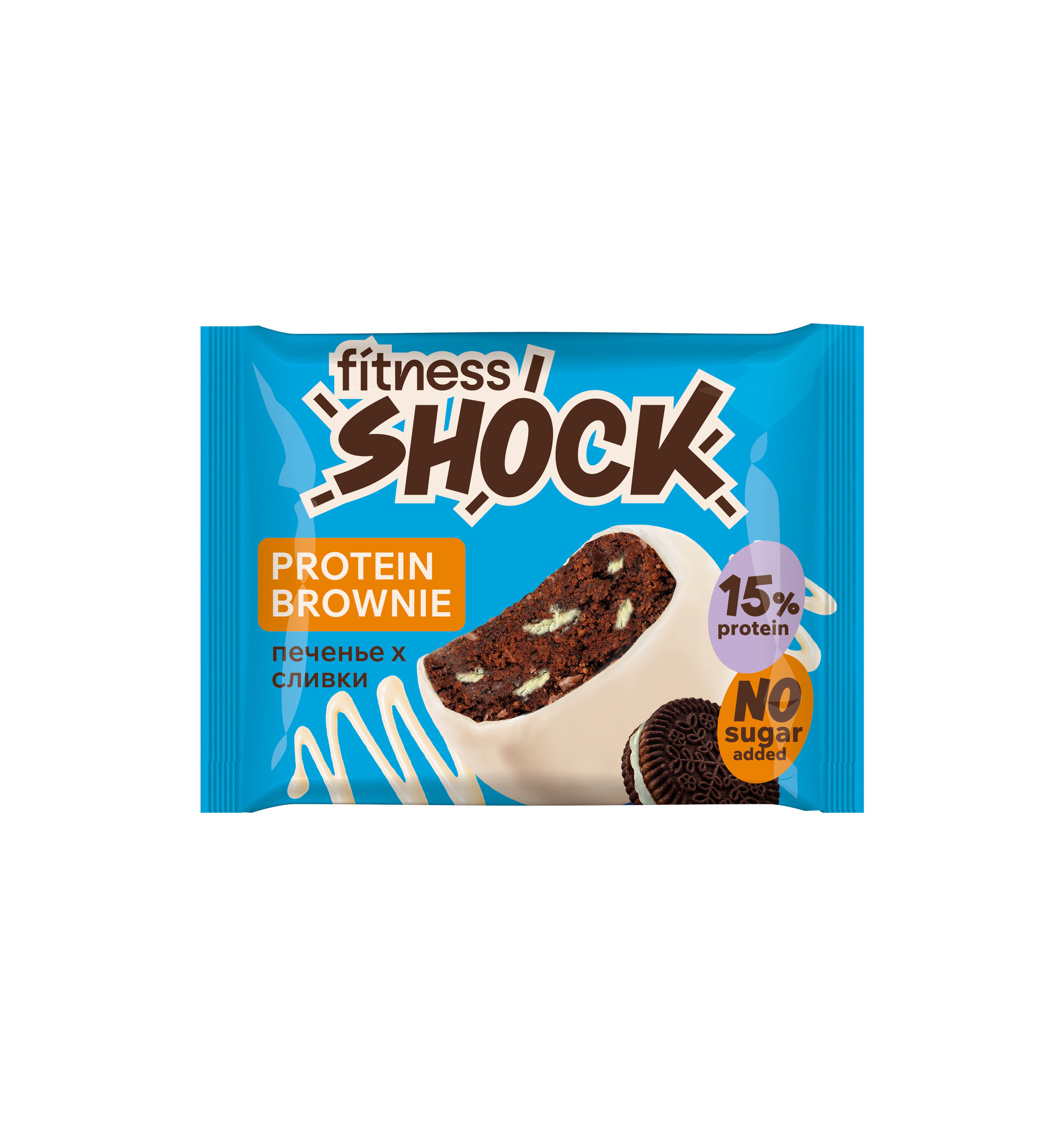 Protein Brownie «Cookie Cream» FitnesShock, 1 box (12 pieces)_2