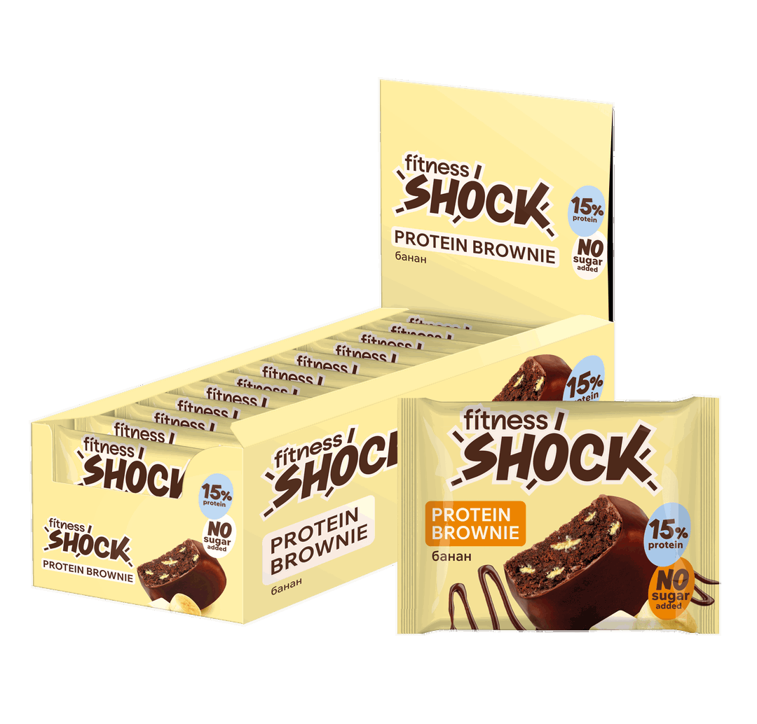 FitnesShock Protein Brownie "Banana Chocolate", 1 box, 10 pieces