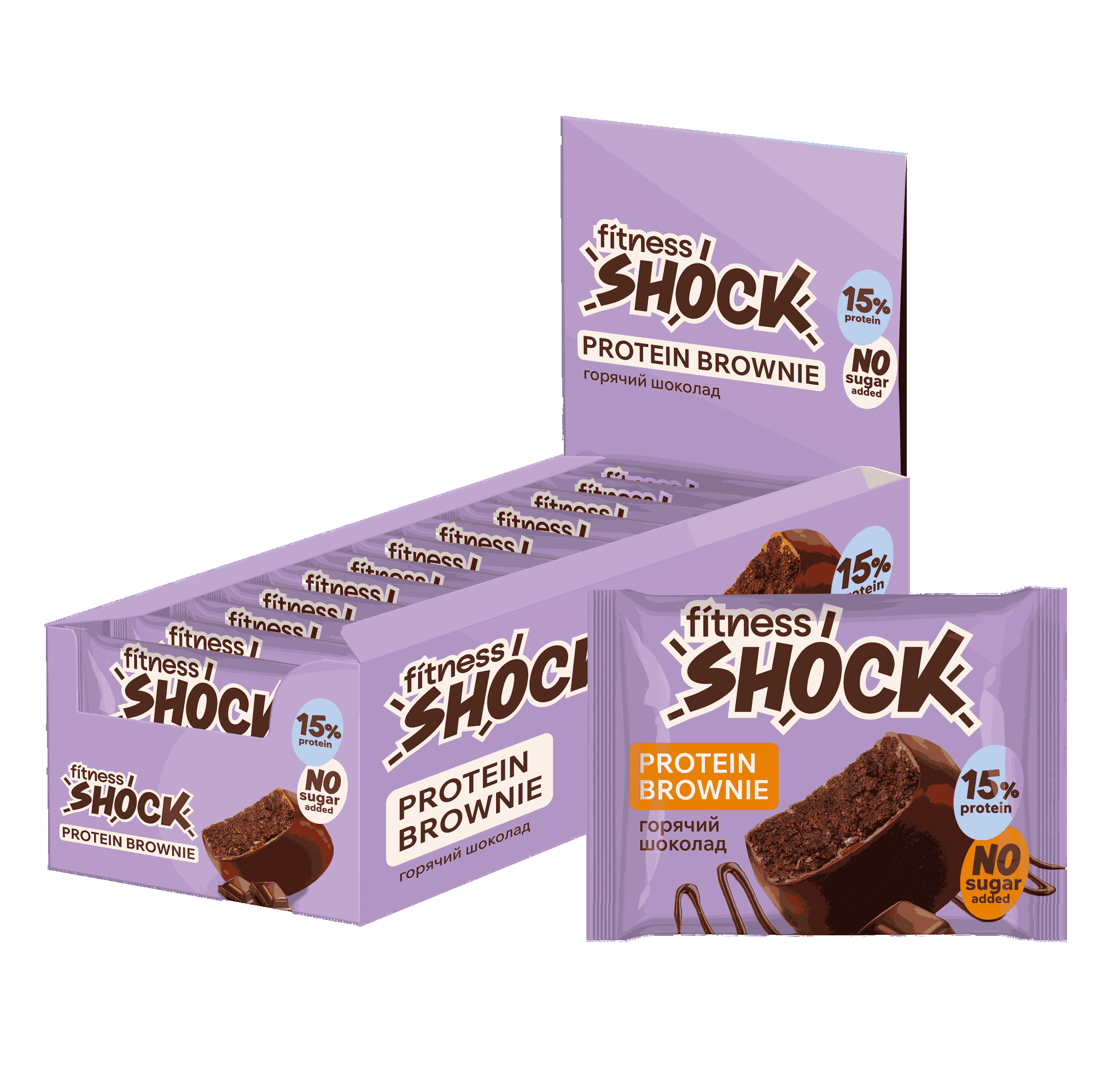 FitnesShock Protein Brownie "Hot Chocolate", 1 box, 12 pieces_0