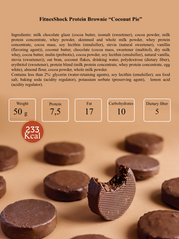 FitnesShock Protein Brownie "Coconut Pie", 1 piece