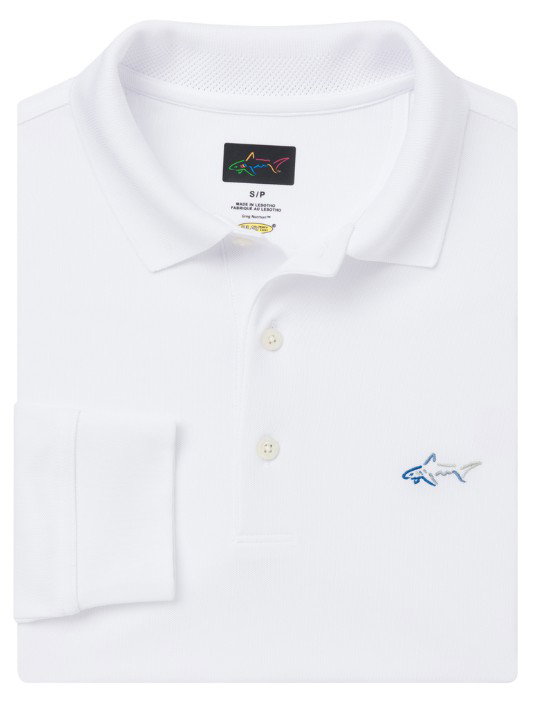 Greg Norman Freedom Micro Pique Polo Manga larga WHT _1