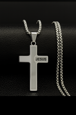 Premium Silver Jesus Cross Necklace 