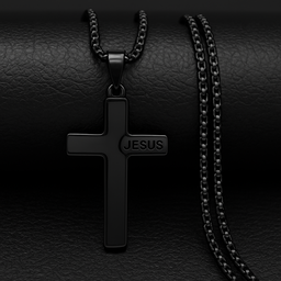 Premium Black Jesus Cross Necklace