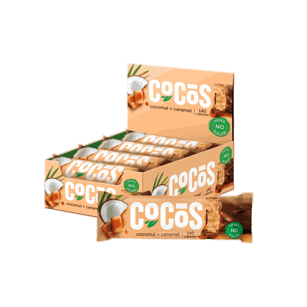 FitnesShock COCOS Glazed Bar "Coconut + Milk Caramel", 1 box (12 pieces)
