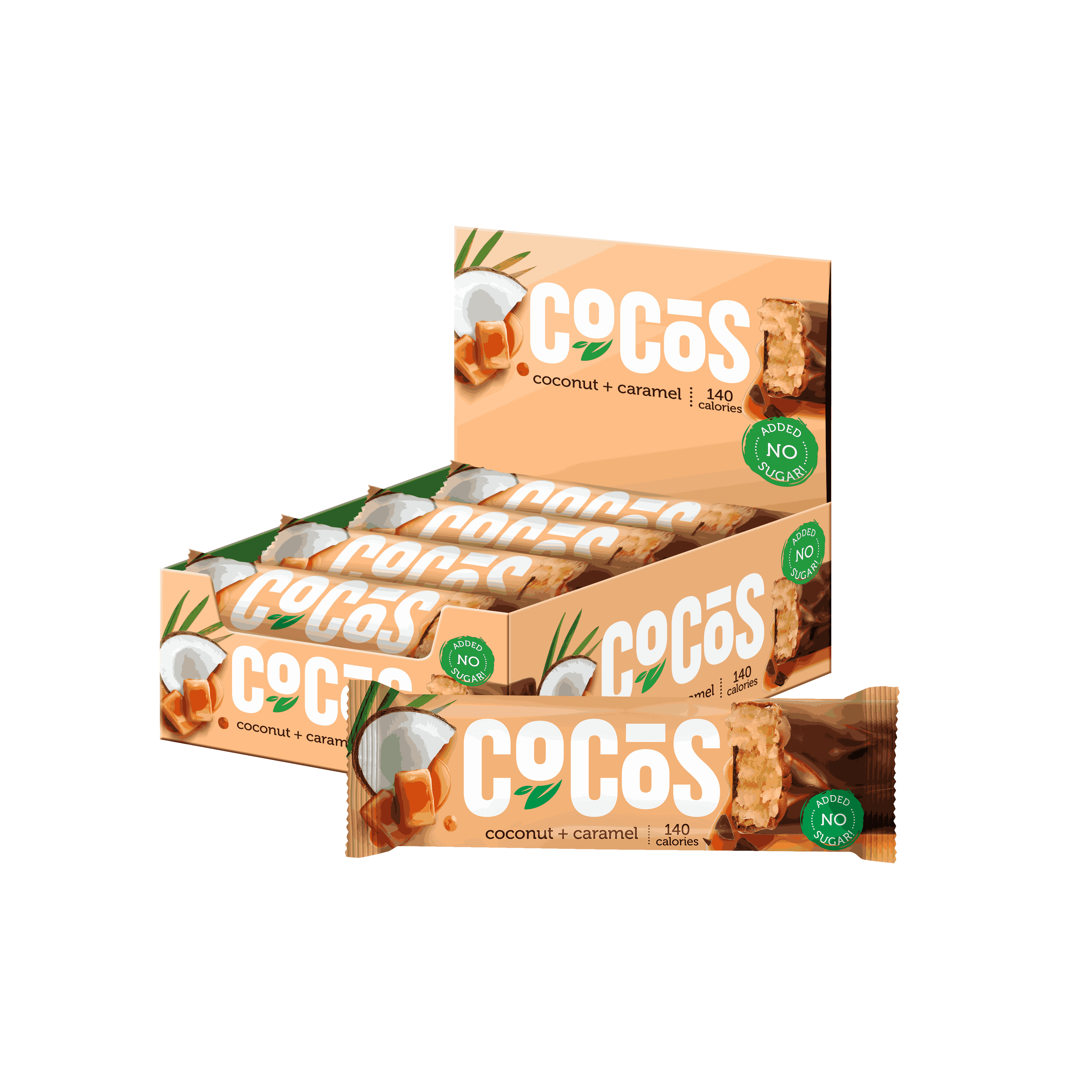 FitnesShock COCOS Glazed Bar "Coconut + Milk Caramel", 1 box (12 pieces)