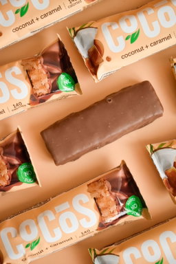 FitnesShock COCOS Glazed Bar "Coconut + Milk Caramel", 1 box (12 pieces)