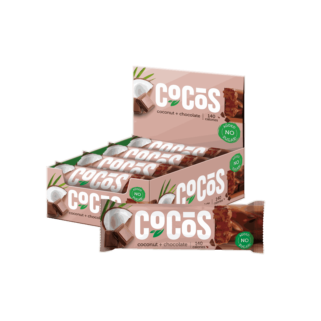 FitnesShock COCOS Glazed Bar "Coconut + Milk Chocolate", 1 box (12 pieces)