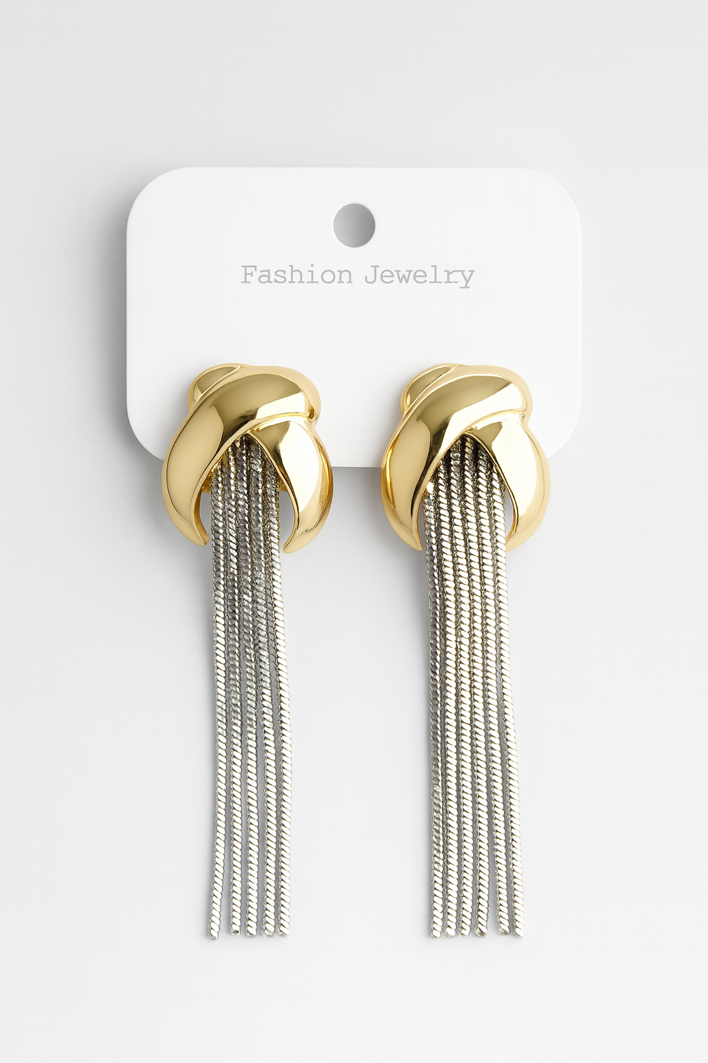 ELEGANT GOLD & SILVER TASSEL EARRINGS_0