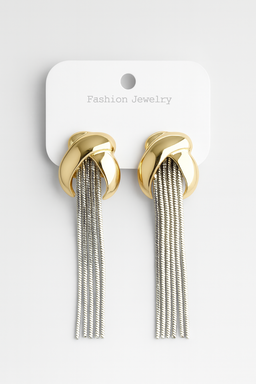 ELEGANT GOLD & SILVER TASSEL EARRINGS