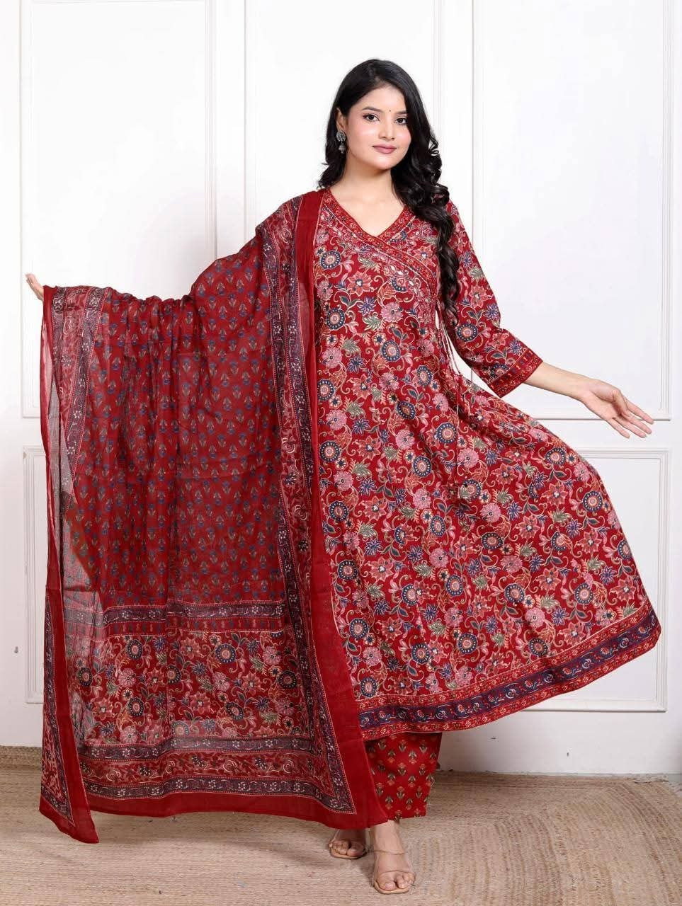 COTTON ANARKALI FULLSET