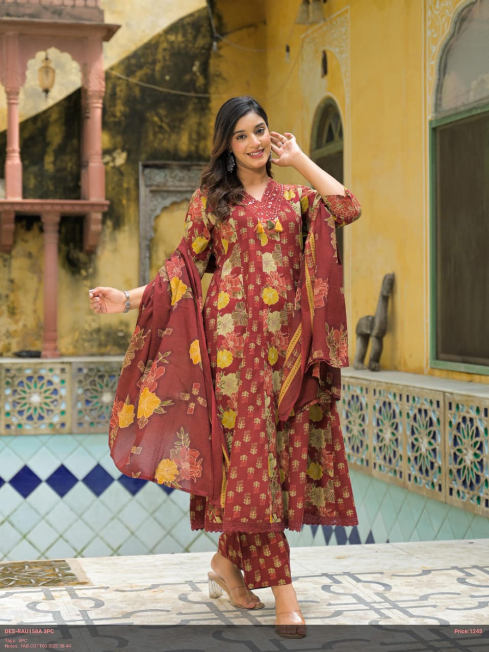 COTTON ANARKALI FULLSET