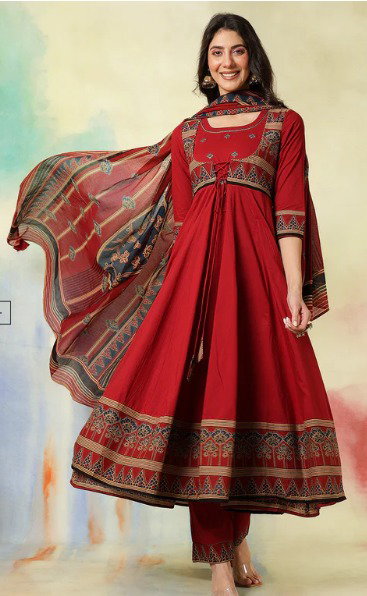 COTTON ANARKALI FULLSET