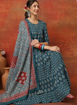 COTTON ANARKALI FULLSET