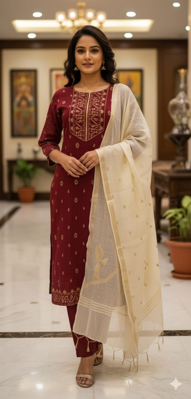 COTTON ANARKALI FULLSET