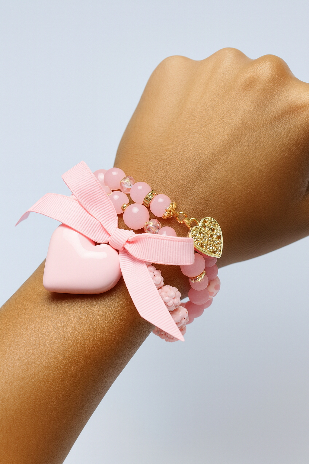 Cute Pink Charm Bracelet Set_0