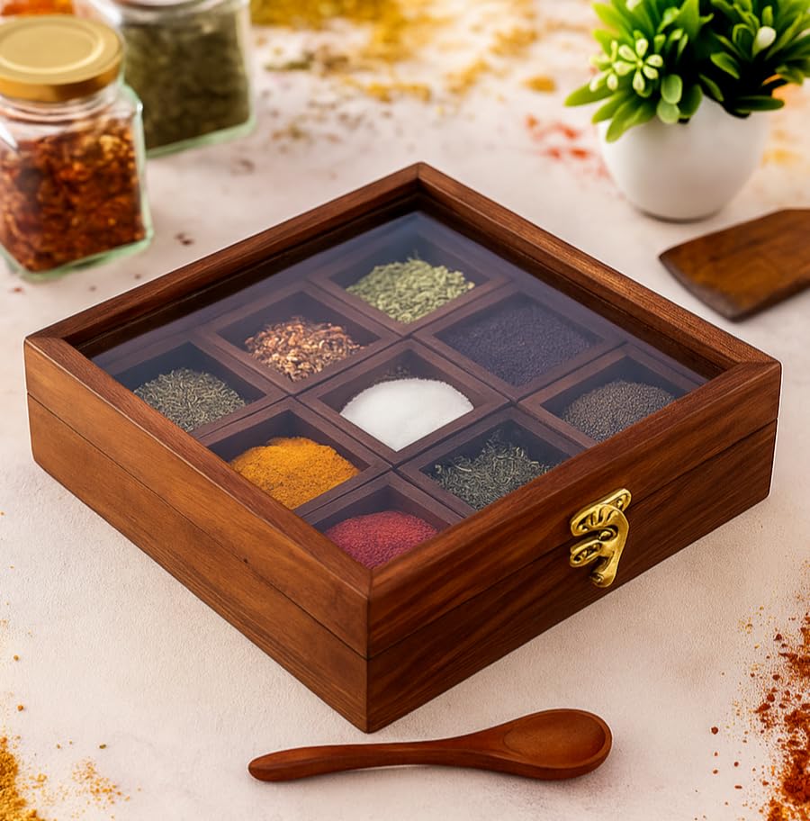 WOOD SPICE BOX 