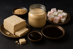 Tahnini - Halva - molasses-loukoum حلاوه - طحينه -دبس -راحه حلقوم
