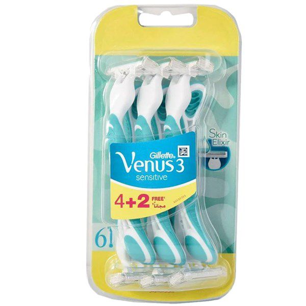 Gillette Venus - Venus3 Sensitive - 6pcs - Blue شفرات حلاقة نسائية للبشرة الحساسة 6 شفرات