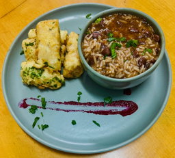 Filete de Peixe Panado c/ Arroz de Feijão