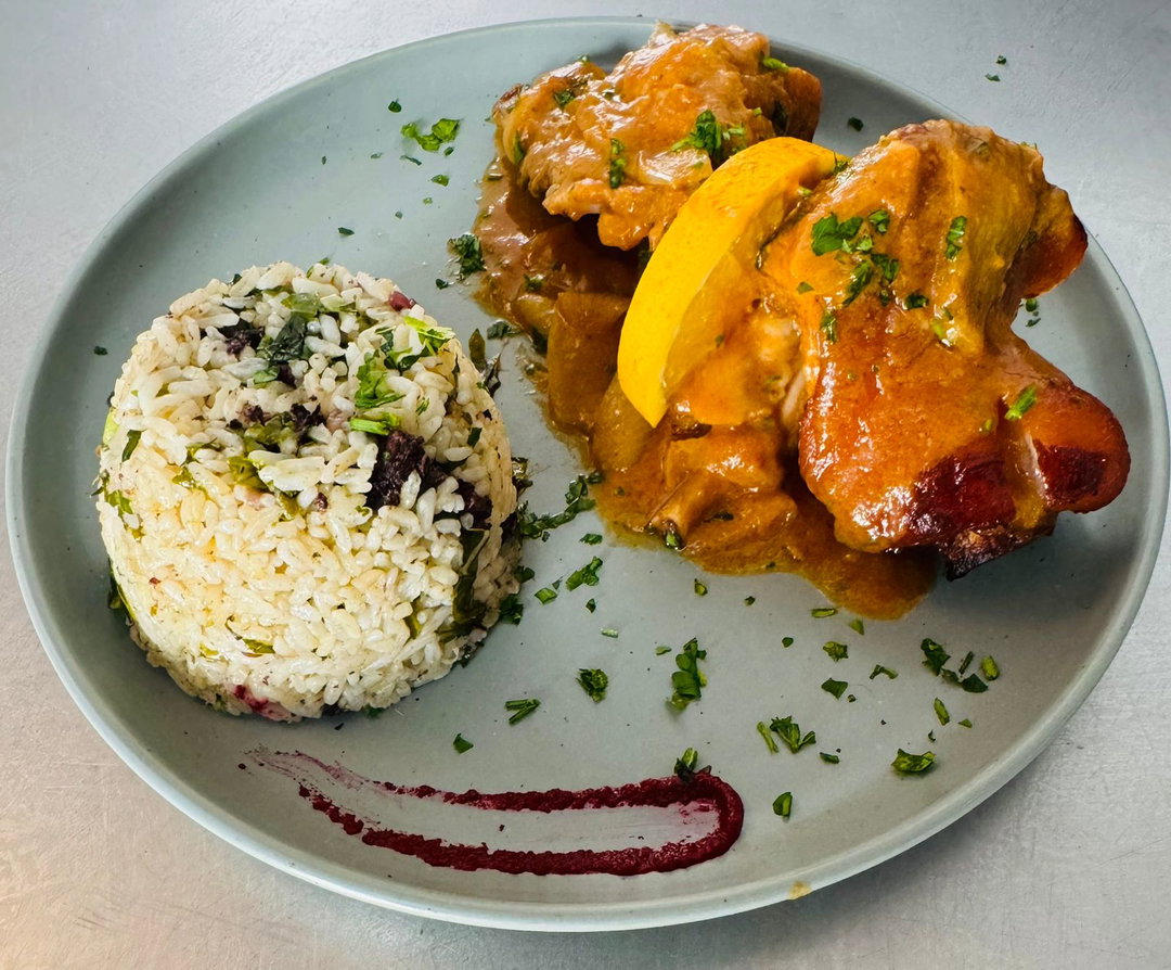 Pernil c/ Arroz de Couve e Morcela