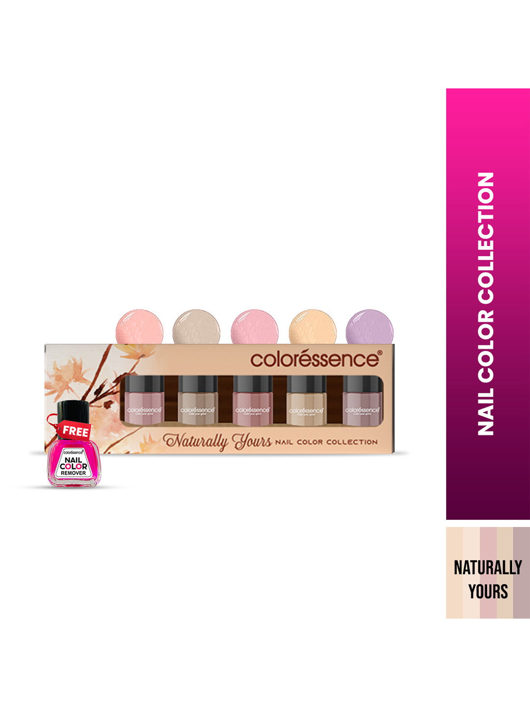 Set Of 5 Naturally Yours Quick Dry Nail Paint With Remover - 6 ml Each