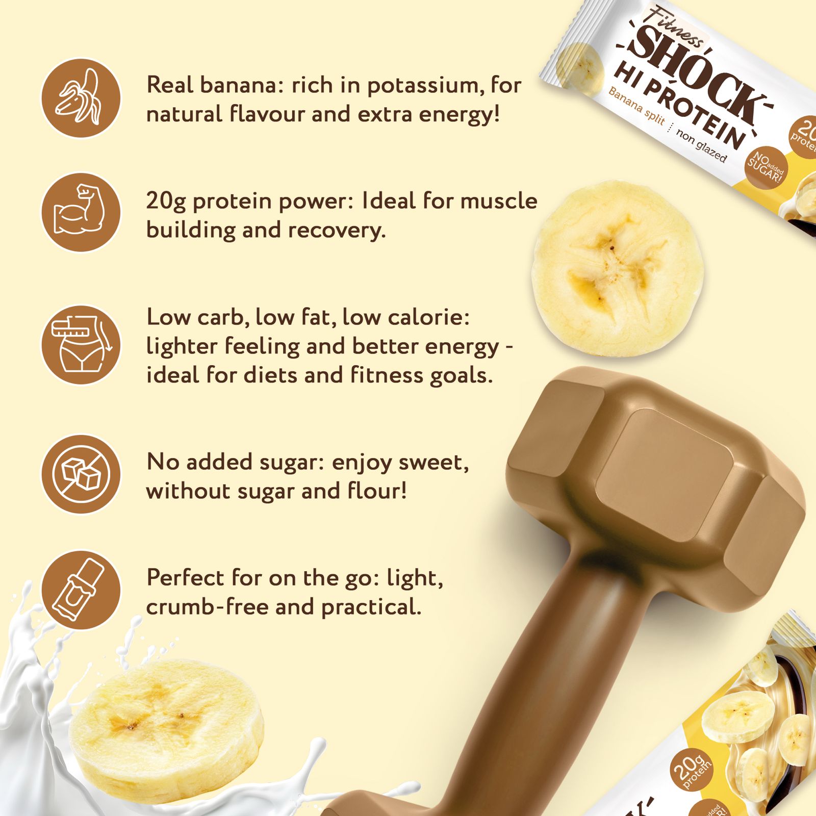 FitnesShock HI Protein Banana Desert, 1 piece_5
