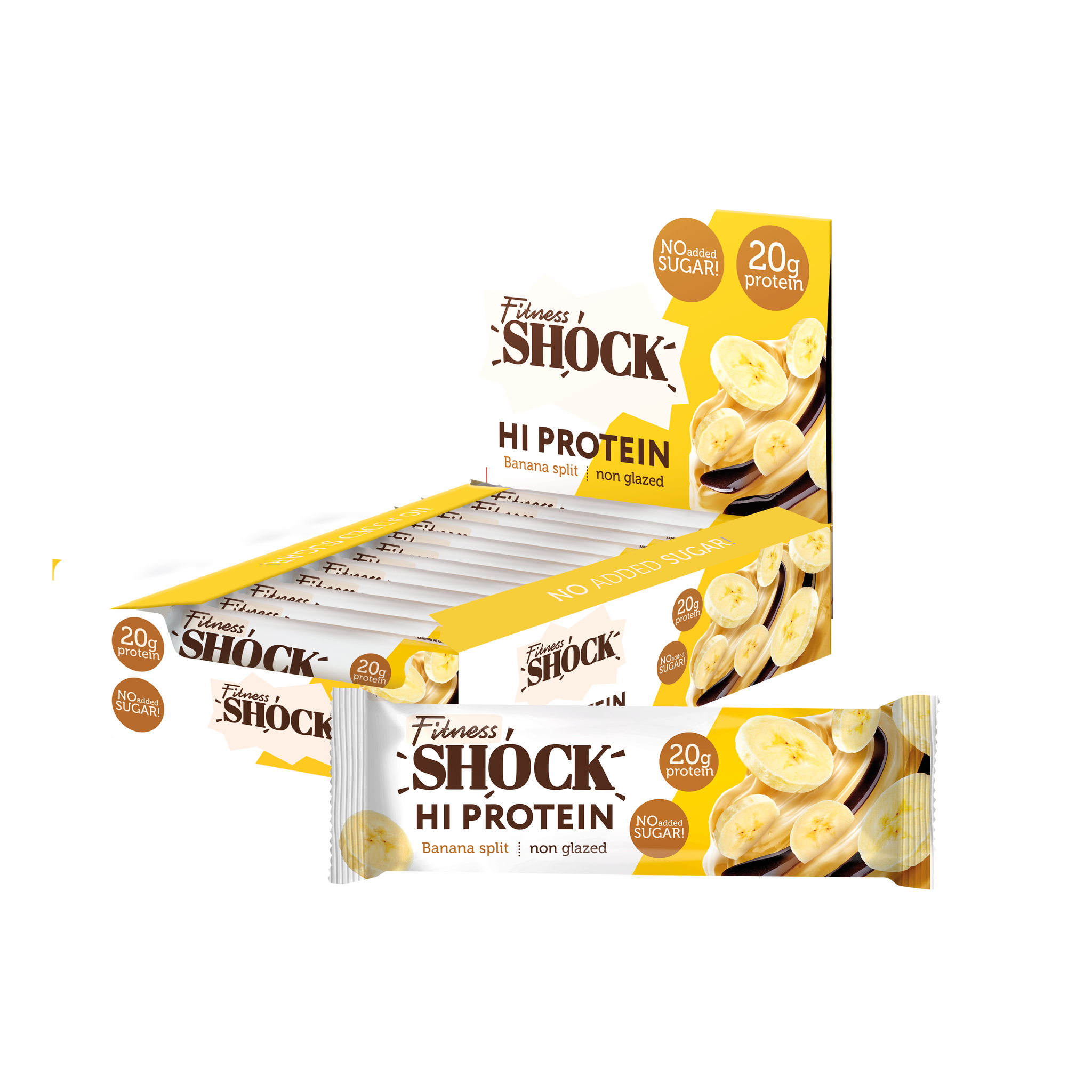 FitnesShock HI Protein Banana Desert, 1 box, (12 pieces) _0