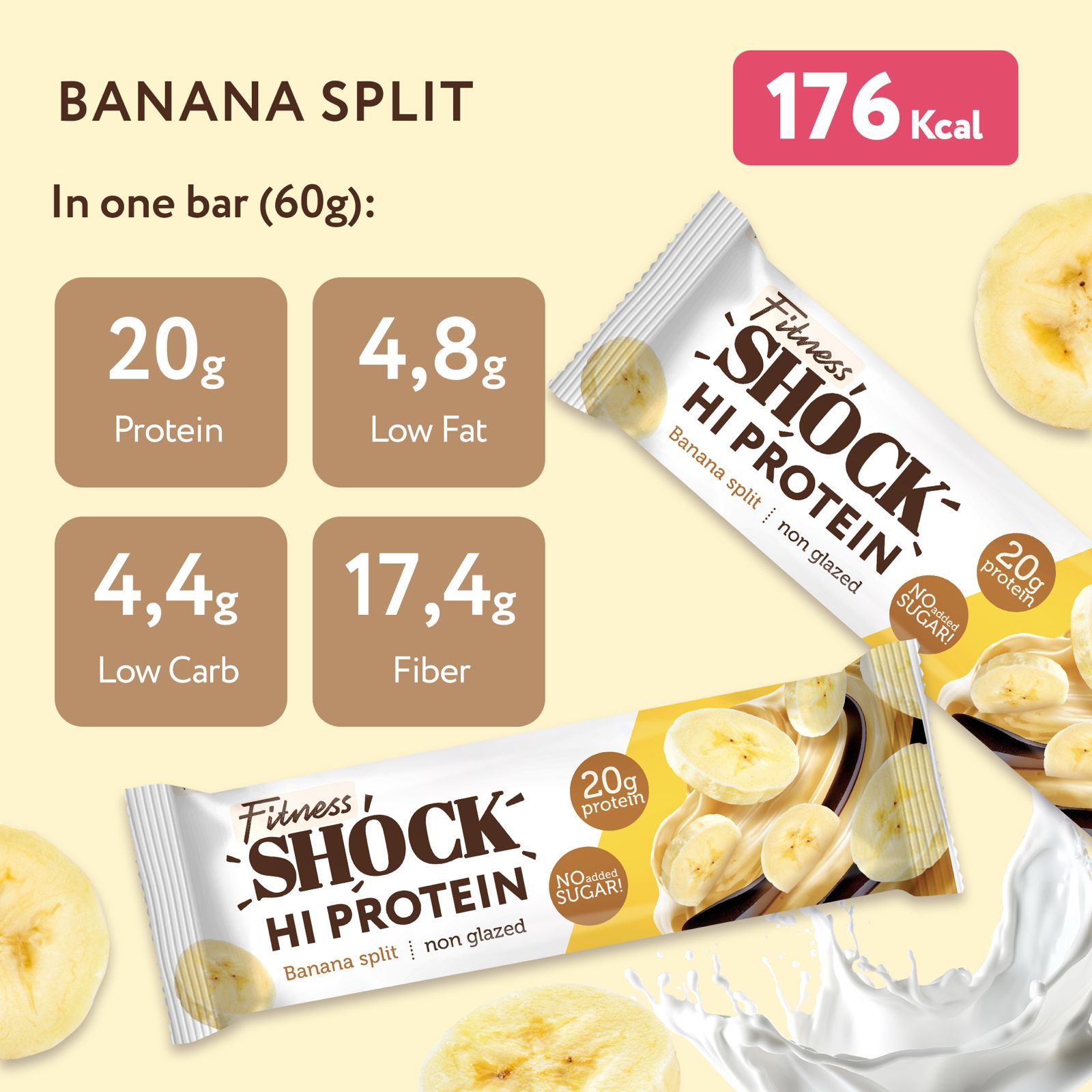 FitnesShock HI Protein Banana Desert, 1 box, (12 pieces) _1