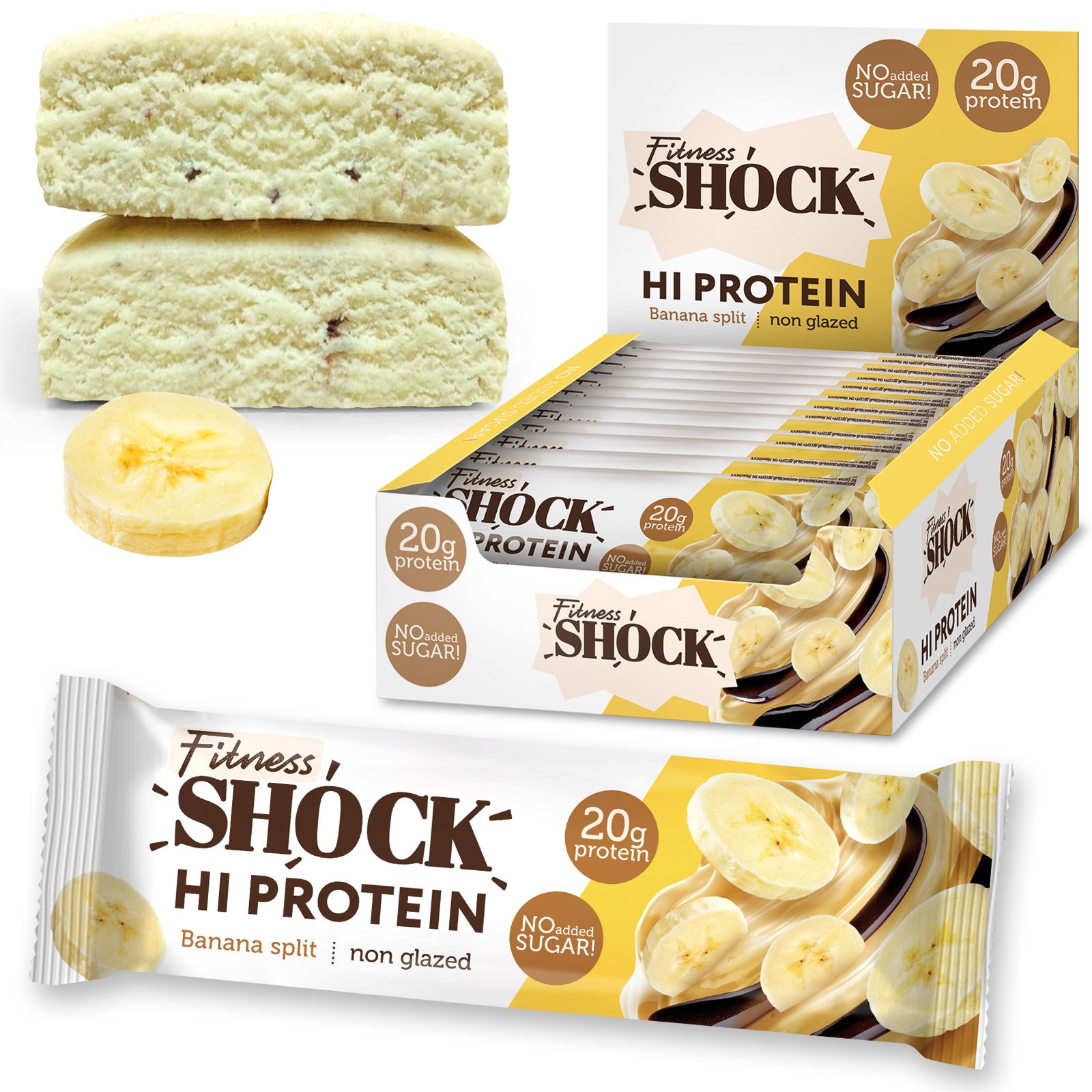 FitnesShock HI Protein Banana Desert, 1 box, (12 pieces) _2