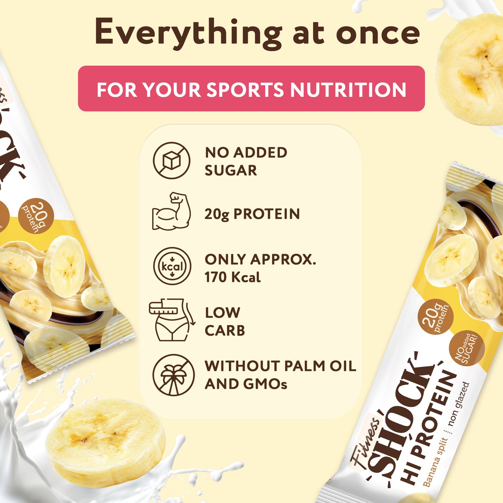 FitnesShock HI Protein Banana Desert, 1 box, (12 pieces) _5