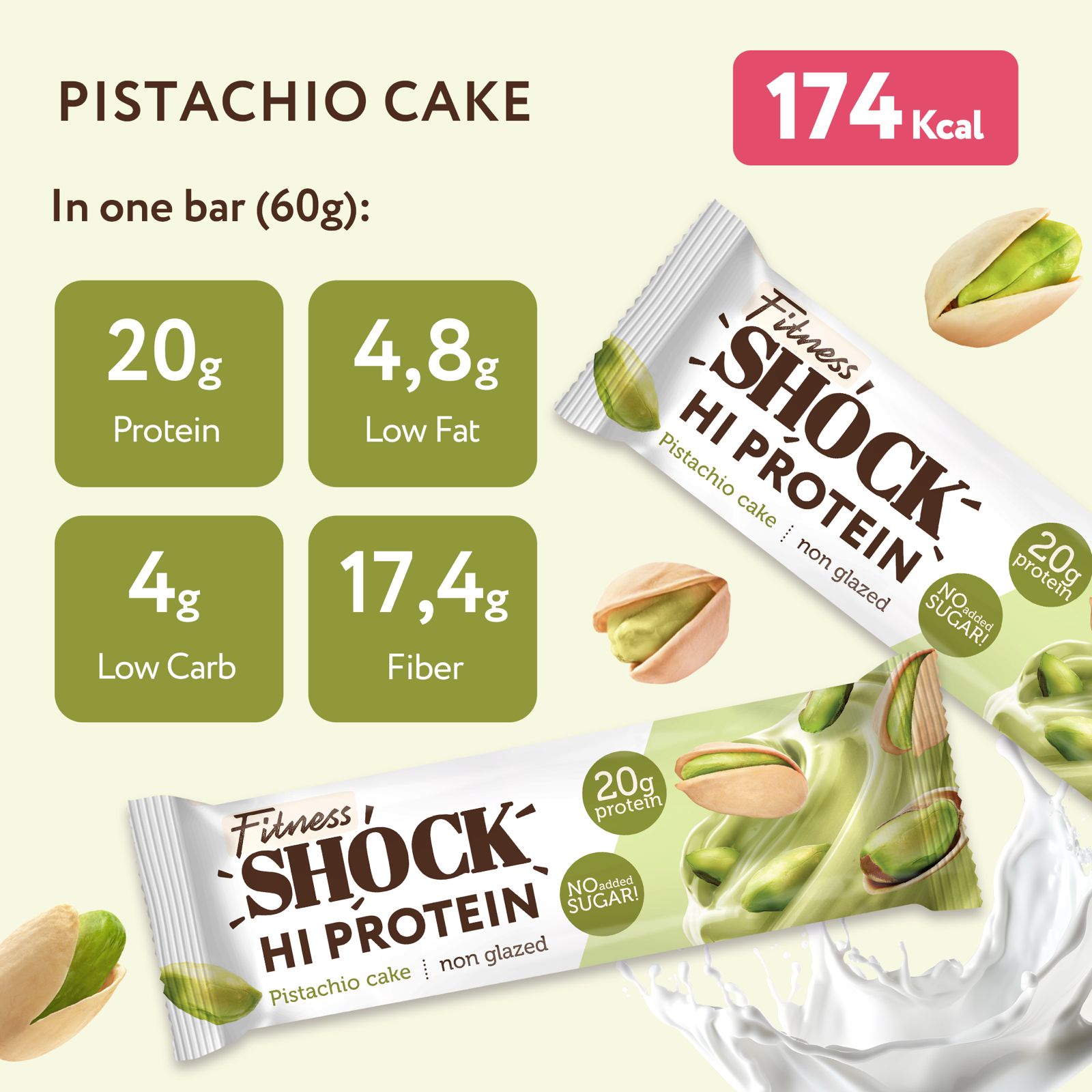 FitnesShock HI Protein Pistachio Dessert, 1 piece _1
