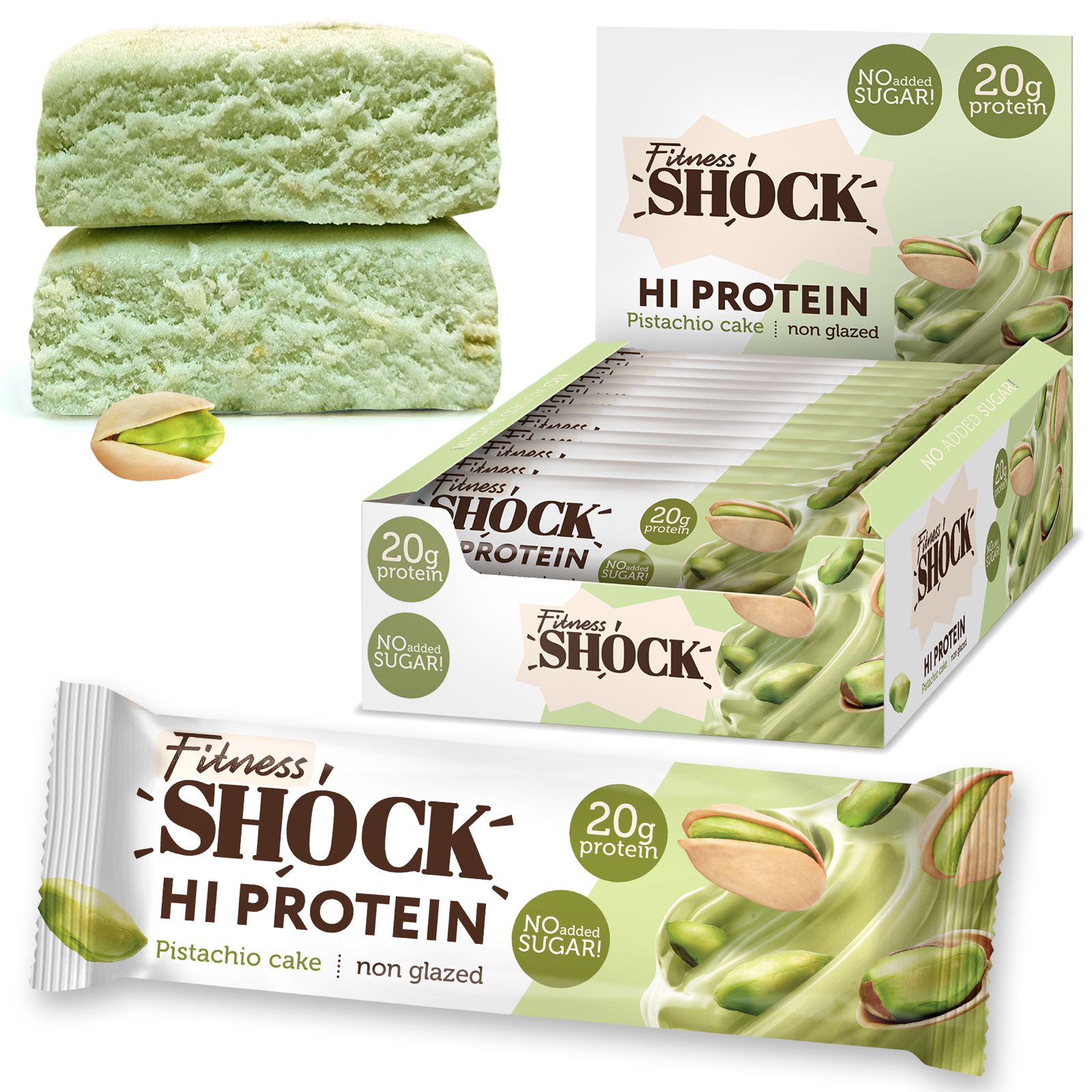 FitnesShock HI Protein Pistachio Dessert, 1 box (12 pieces) _2