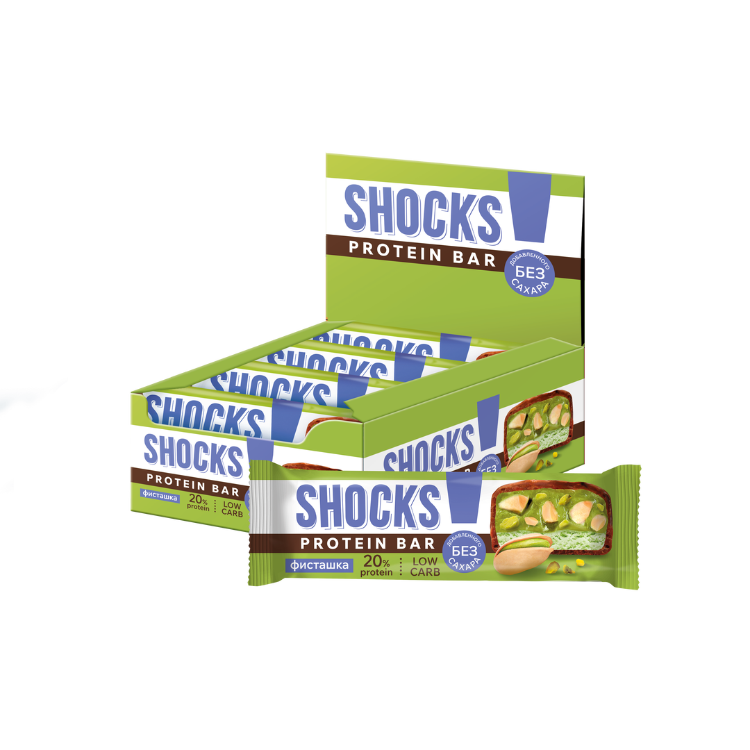 FitnesShock Pistachio coated bar SHOCKS, 1 box (12 pieces)