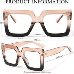 Blue Light Blocking PC Glasses 1 Pack - Unisex Retro Oversized for Screens