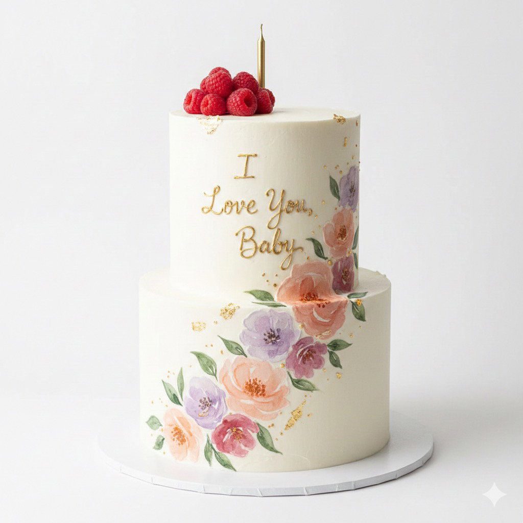 Hand-Painted Floral Cake