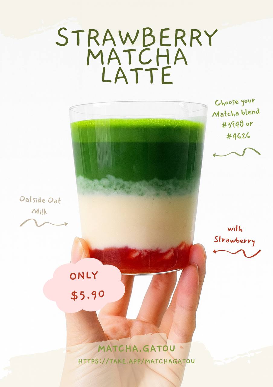 Strawberry Matcha Oat Milk Latte _0