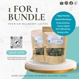 1 For 1 Special Bundle! Premium Mulberry Leaves For Rabbits & Small Animals (35g + 35g)