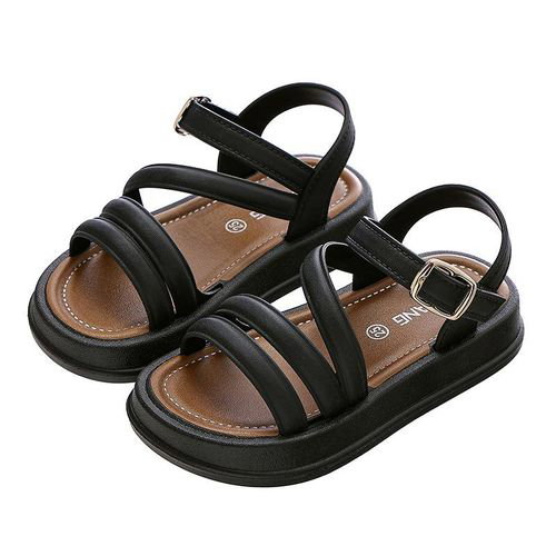 Girls Lovely Soft Jelly Wedge Rubber Sandals - Black