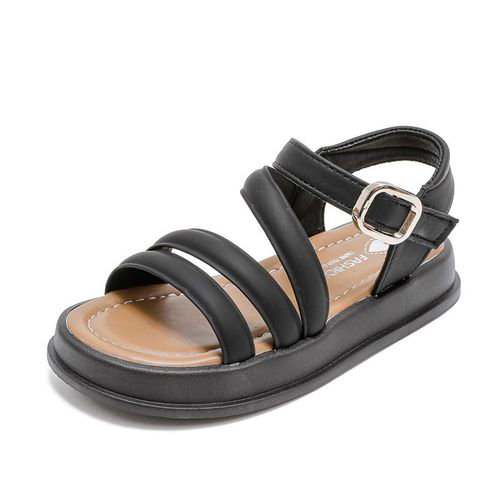 Girls Lovely Soft Jelly Wedge Rubber Sandals - Black_2
