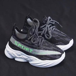 Kids Sport Lightweight Casual Shoes Boy Girls Breathable Mesh Comfort Children's Sneakers - Black