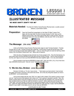 Broken – 4 Weeks of Primary School Lessons for Children's Church