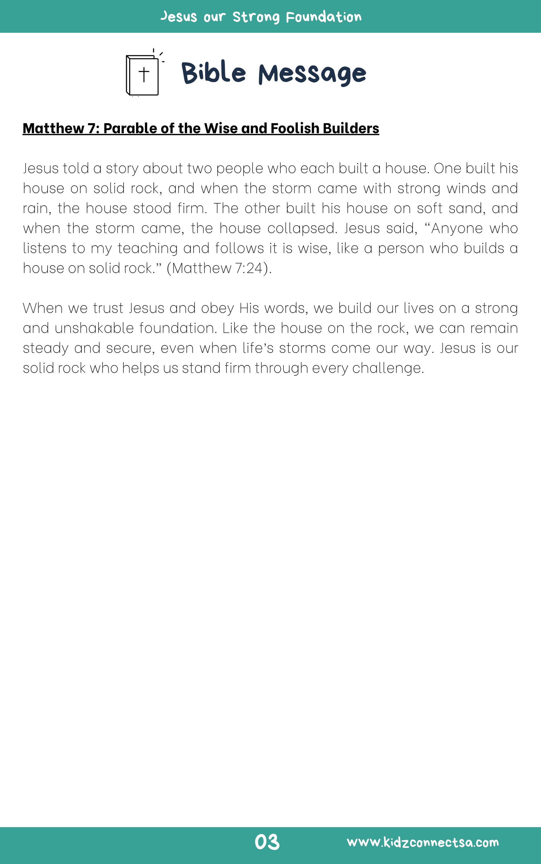 Build Your House on the Rock – 4-Week Children's Church Series_4