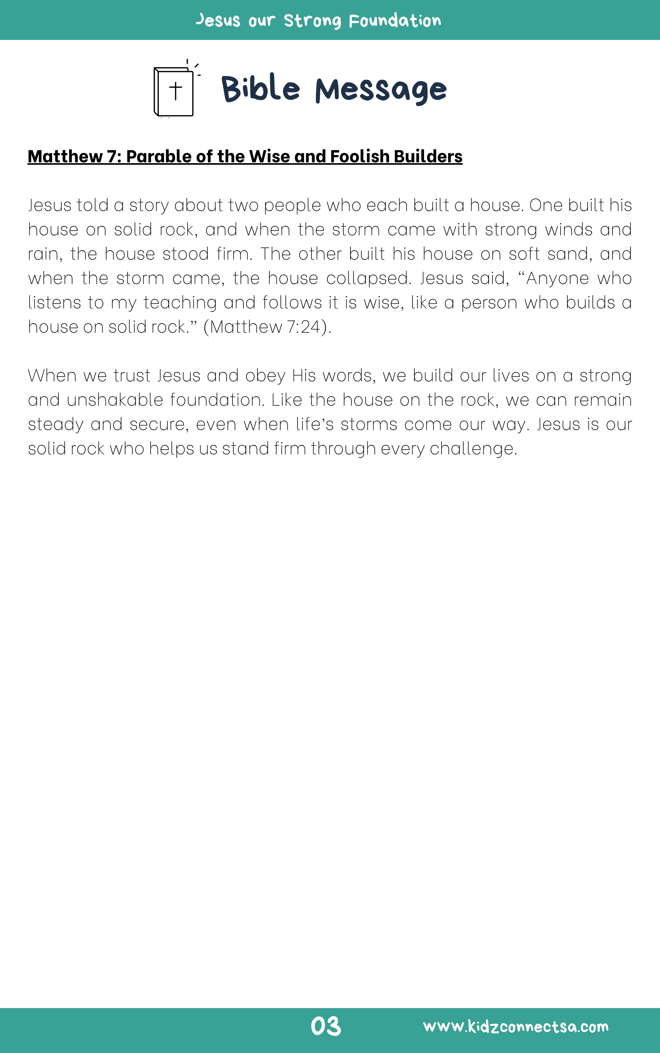 Build Your House on the Rock – 4-Week Children's Church Series_4