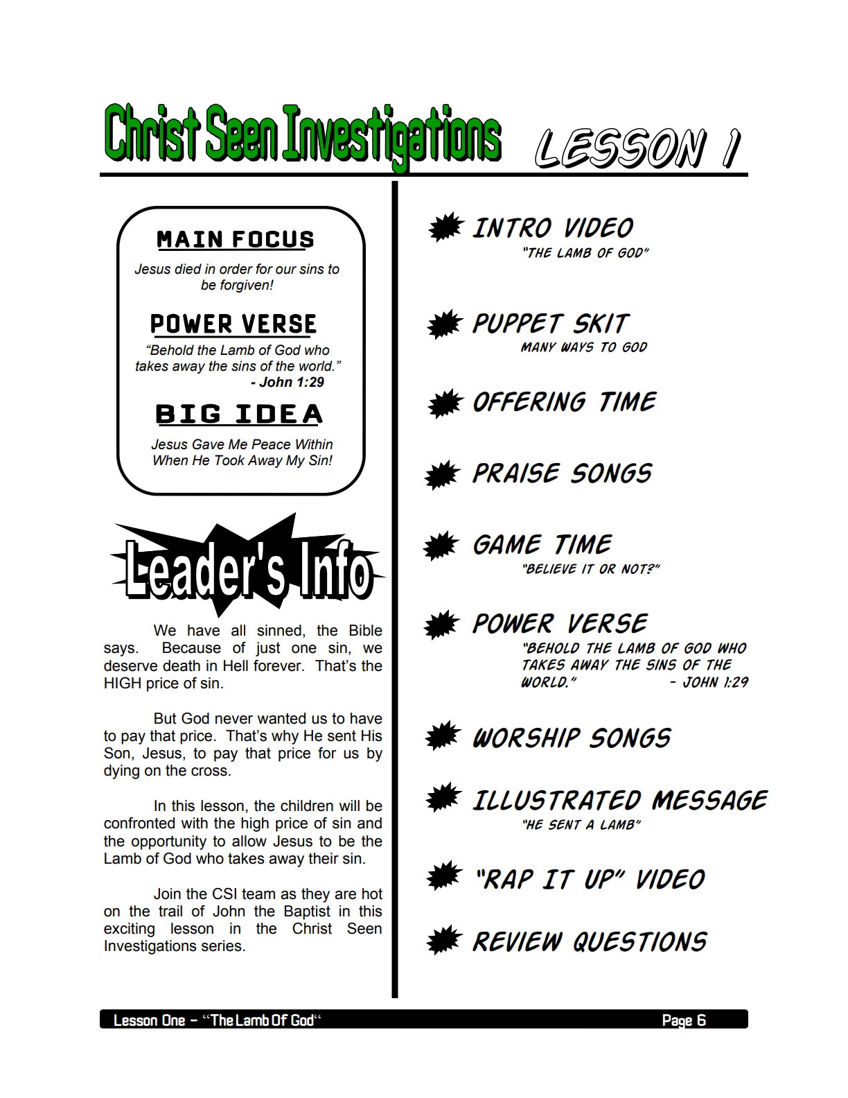 CSI: Christ Seen Investigations – 4 Weeks of Primary School Lessons for Children's Church_1