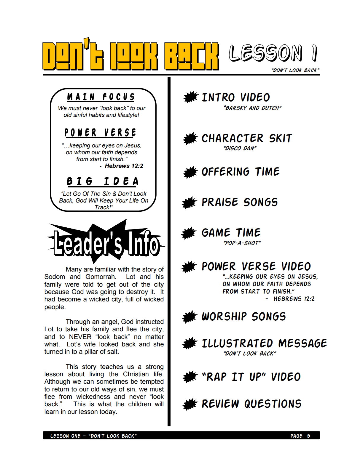 Don’t Look Back – 4 Weeks of Primary School Lessons for Children's Church_1